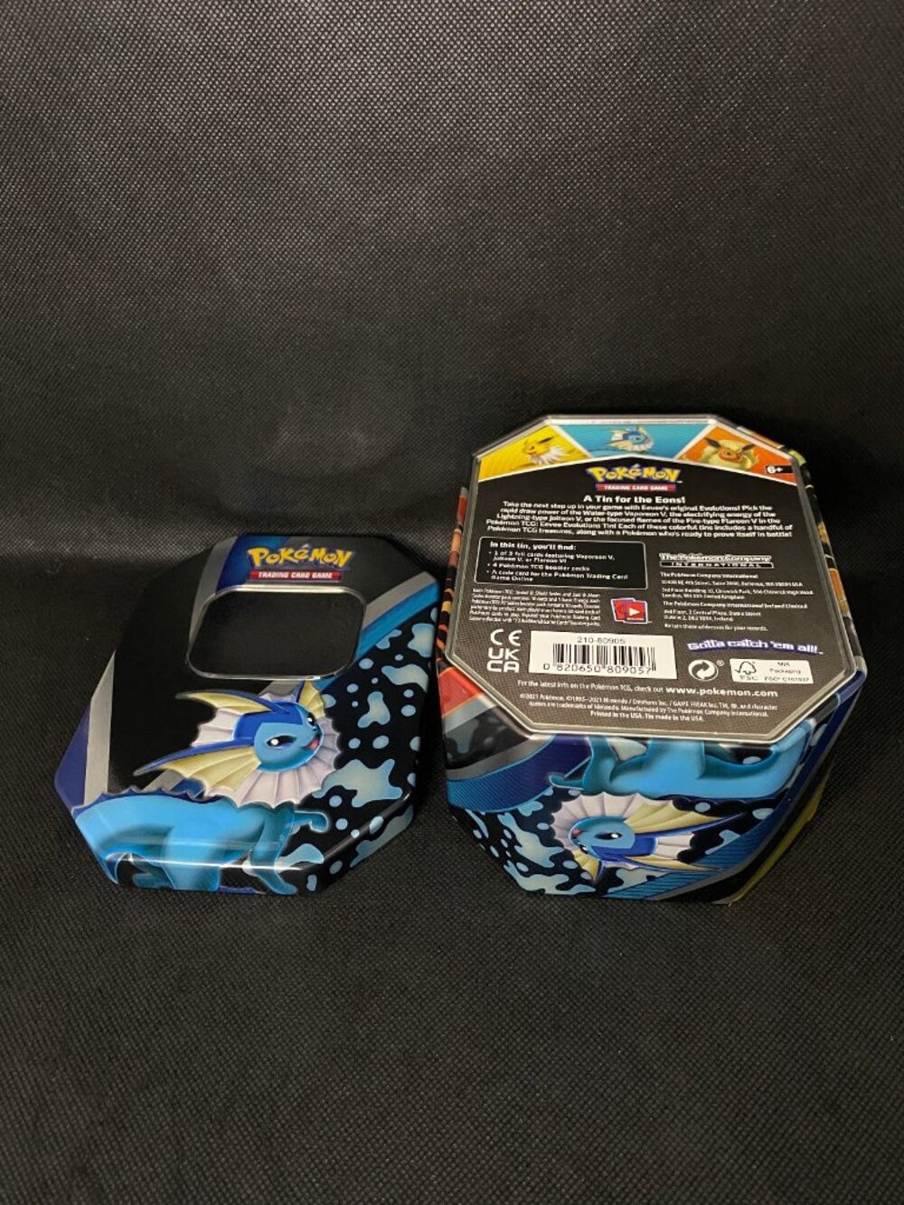 Empty Vaporeon Pokemon TCG Eevee Evolutions Tin Storage Container